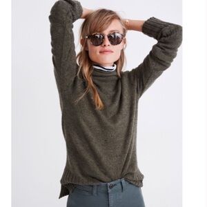 Madewell Donegal Inland Forest Green Coziest Yarn Turtleneck Sweater